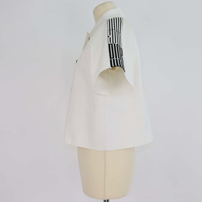 Christian Dior White/Black Knitted Short Sleeve Cropped Jacket