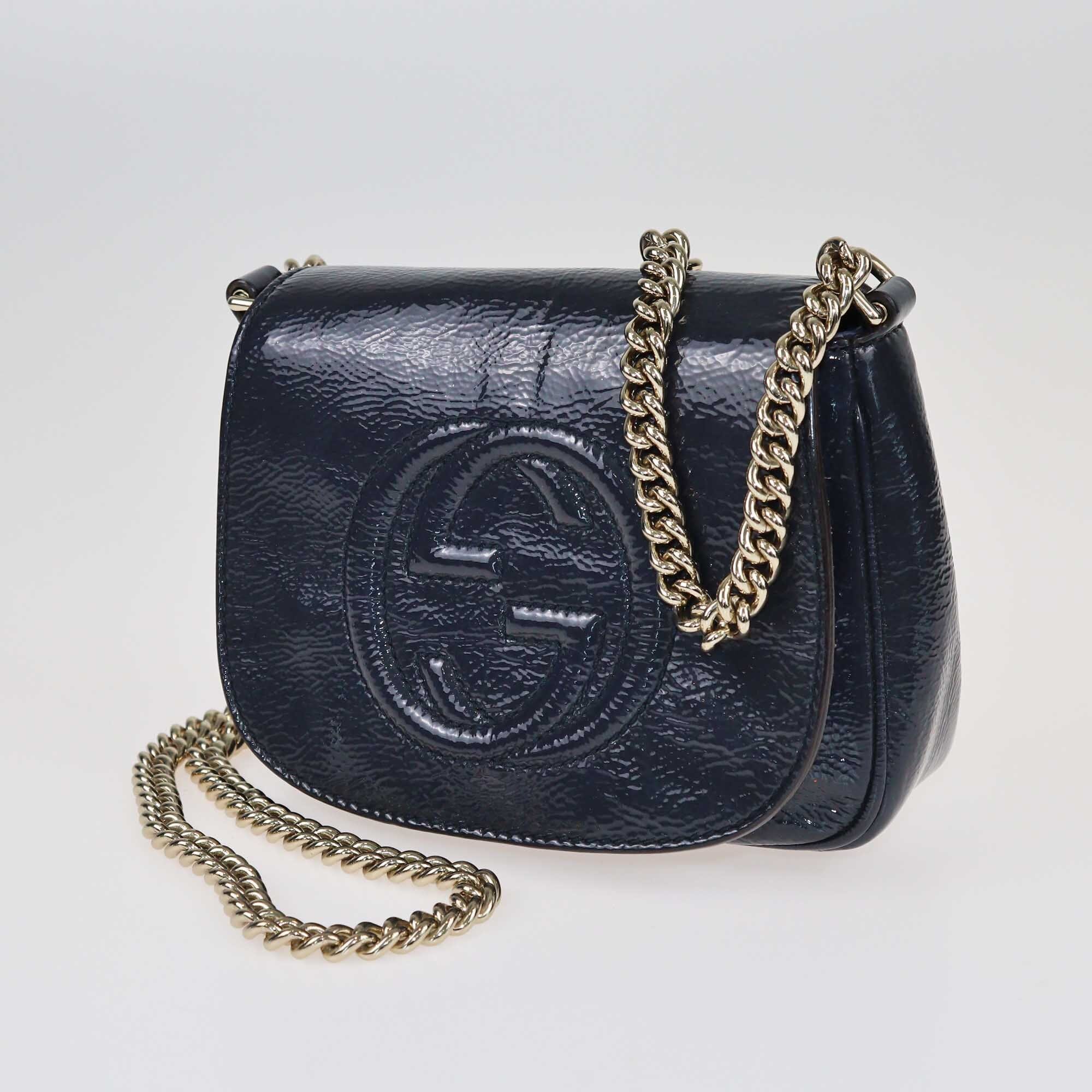 Gucci Navy Blue Small Soho Chain Crossbody Bag Bags Gucci 