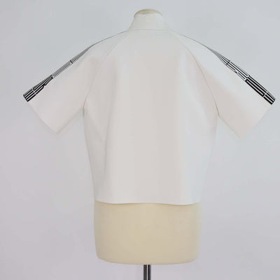 Christian Dior White/Black Knitted Short Sleeve Cropped Jacket