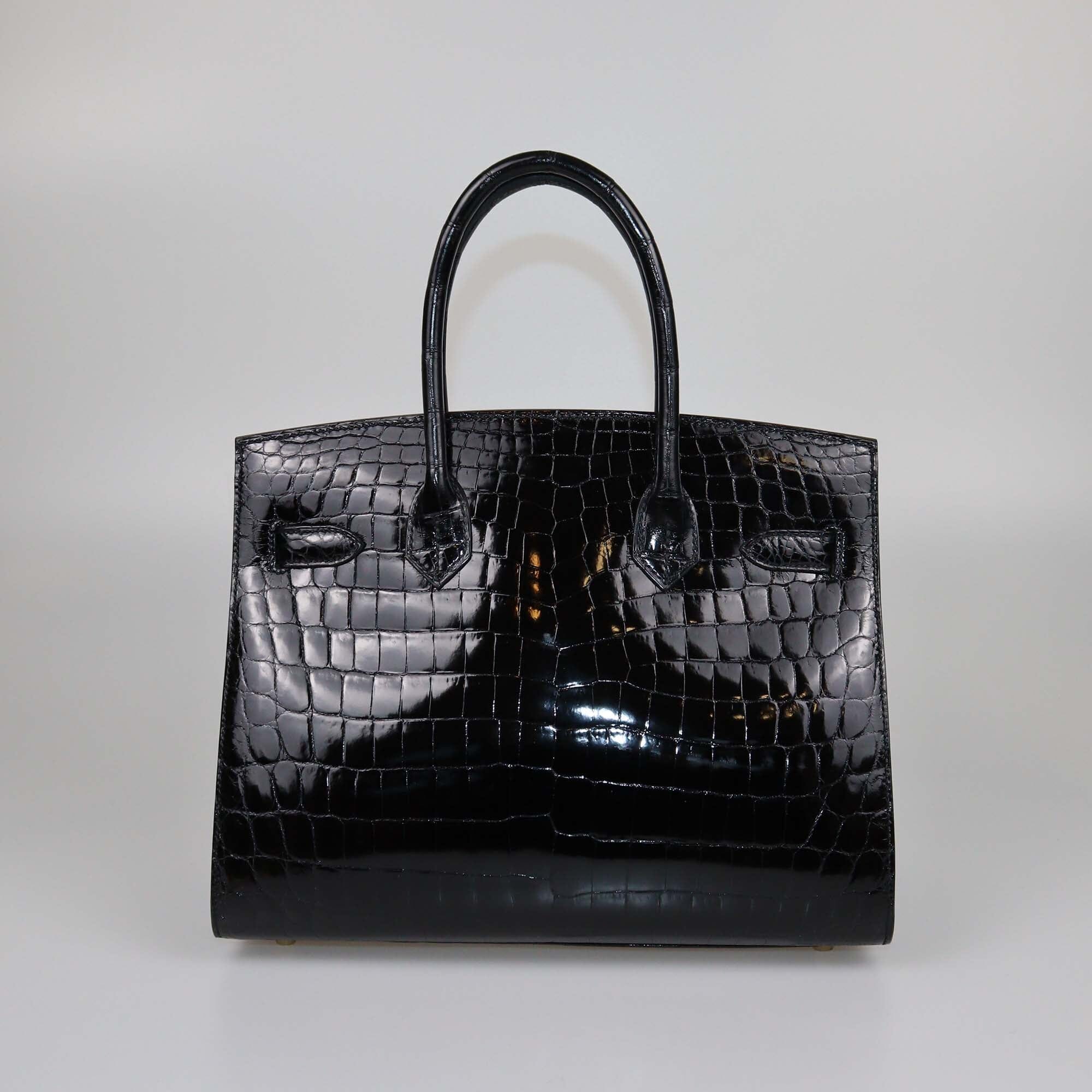 Hermes Noir Shiny Porosus Croc Birkin 30 GHW Womens Hermes 