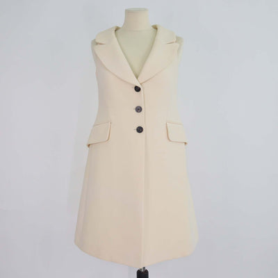 Christian Dior Cream Wool and Silk Sleeveless Mini Dress