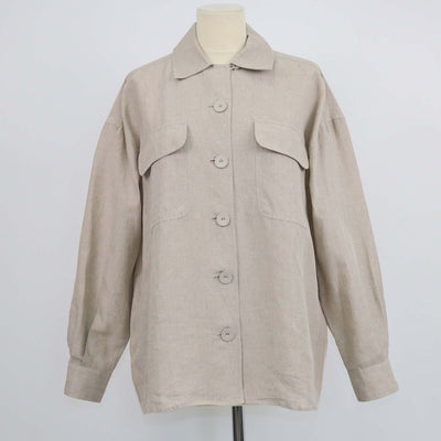 Max Mara Sfilata Beige Linen Long Sleeve Shirt