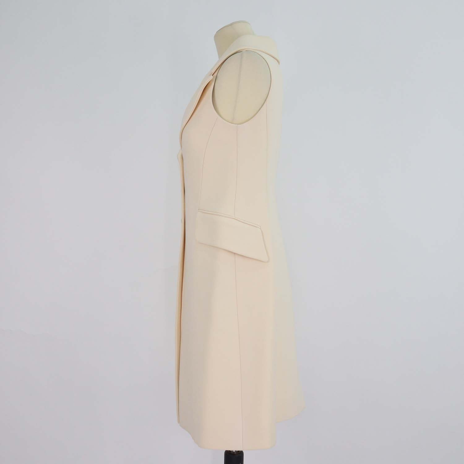 Christian Dior Cream Wool and Silk Sleeveless Mini Dress