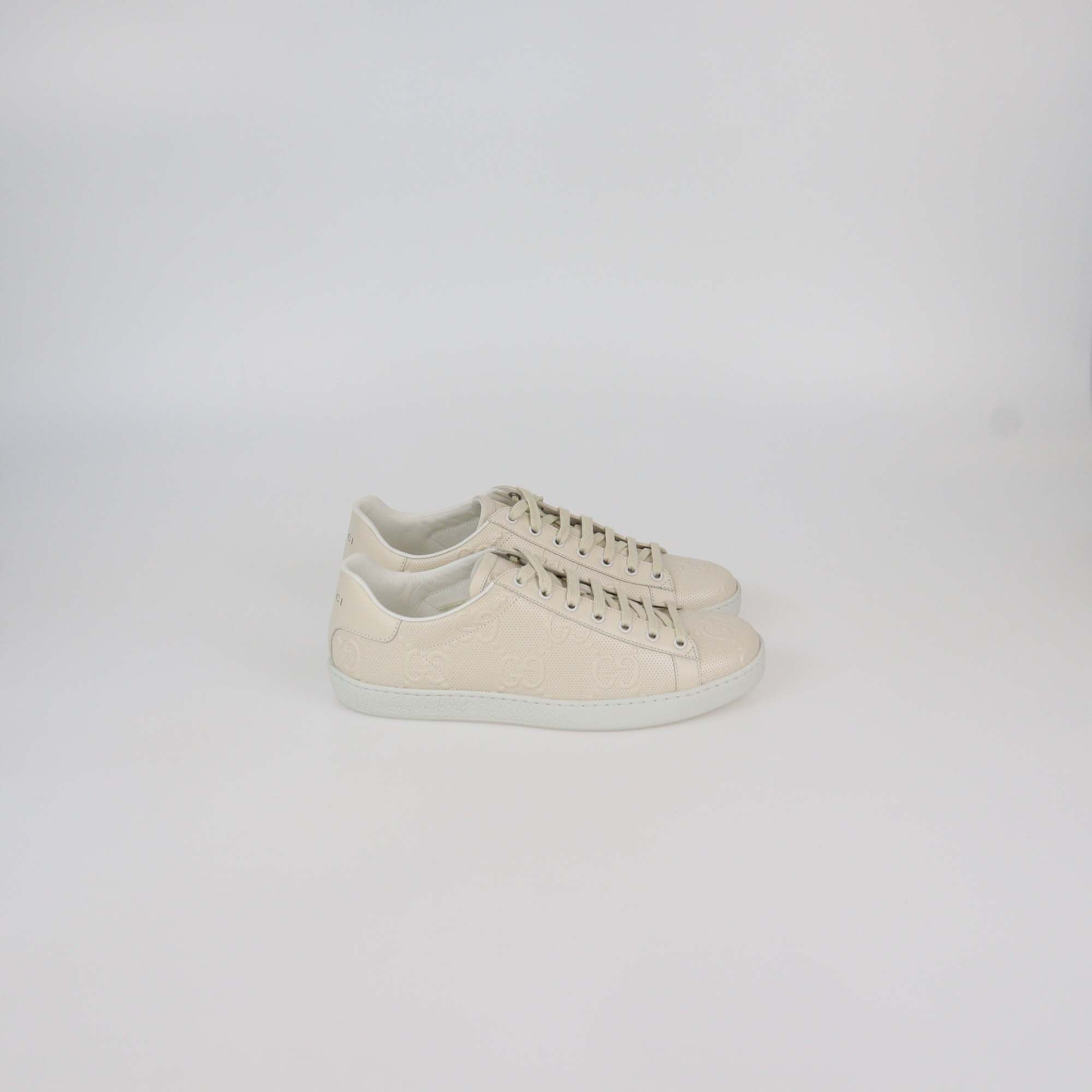 Gucci Great White GG Embossed Perforated Leather Ace Sneakers