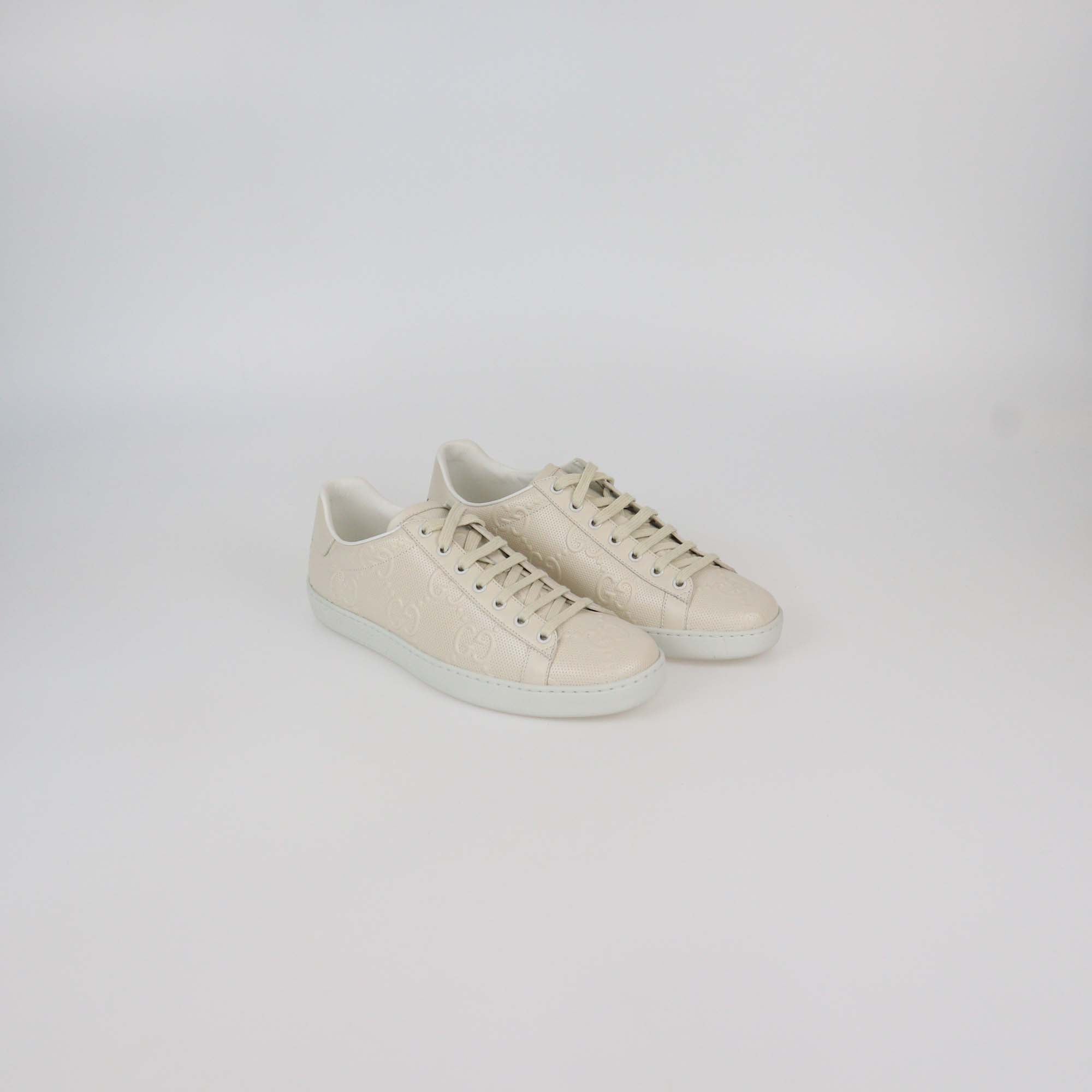 Gucci Great White GG Embossed Perforated Leather Ace Sneakers