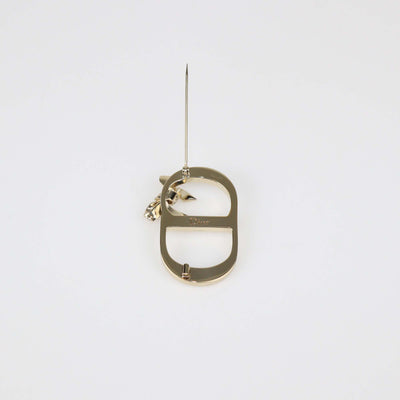Christian Dior Gold Finish Metal Mother of Pearl Dior Shiny Bow Brooch