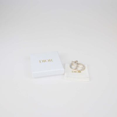 Christian Dior Gold Finish Metal Mother of Pearl Dior Shiny Bow Brooch