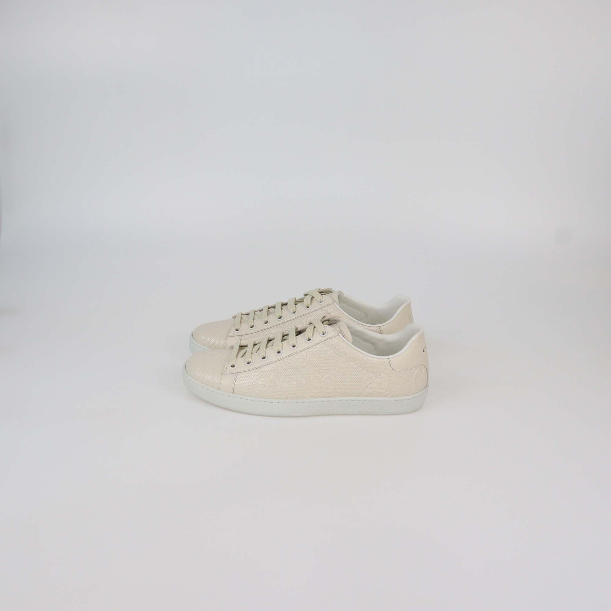 Gucci Great White GG Embossed Perforated Leather Ace Sneakers
