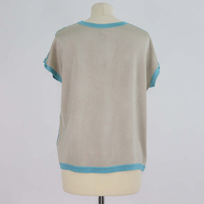 Hermes Blue, Beige Silk Parure De Gala Print Top