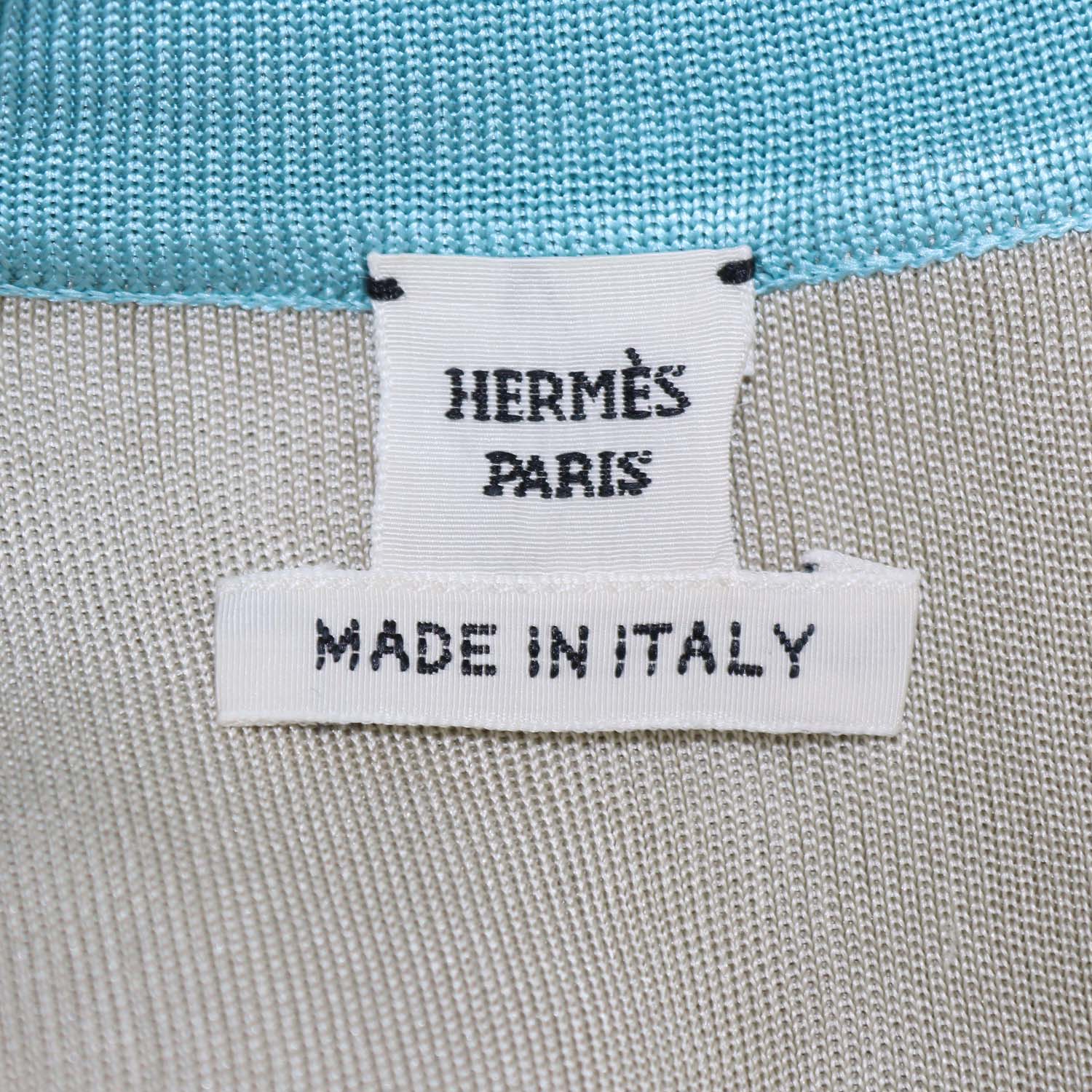 Hermes Blue, Beige Silk Parure De Gala Print Top