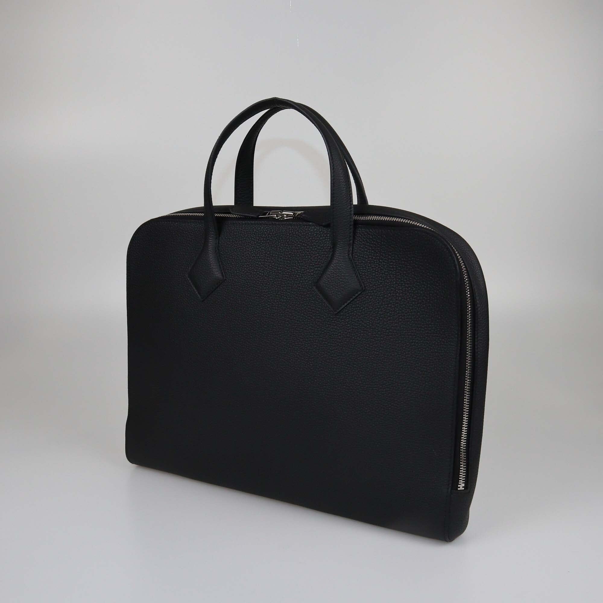 Hermes Noir Togo Victoria Light Briefcase Womens Hermes 