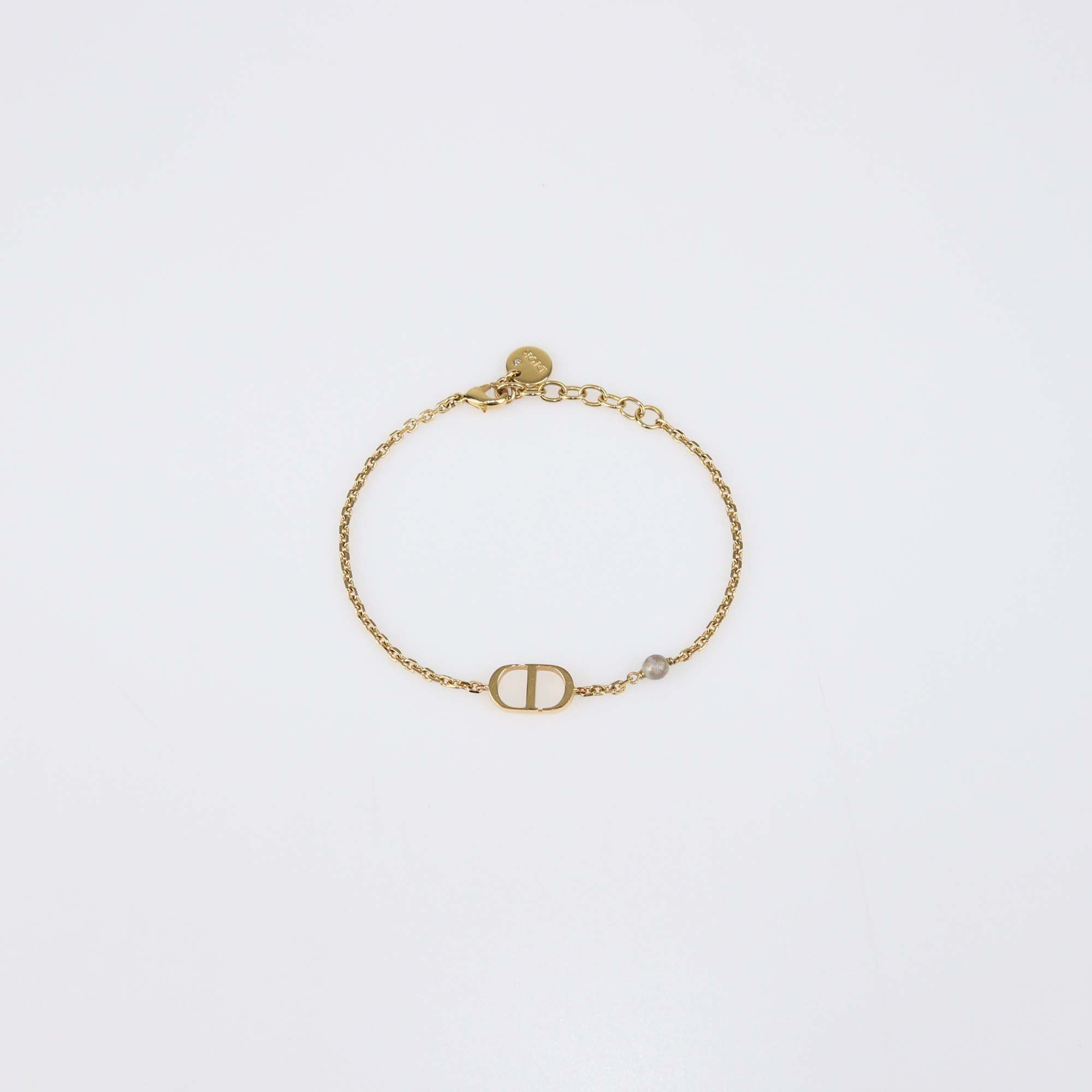 Christian Dior Gold Finish Metal Pearls Petit CD Bracelet