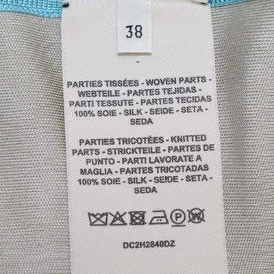 Hermes Blue, Beige Silk Parure De Gala Print Top