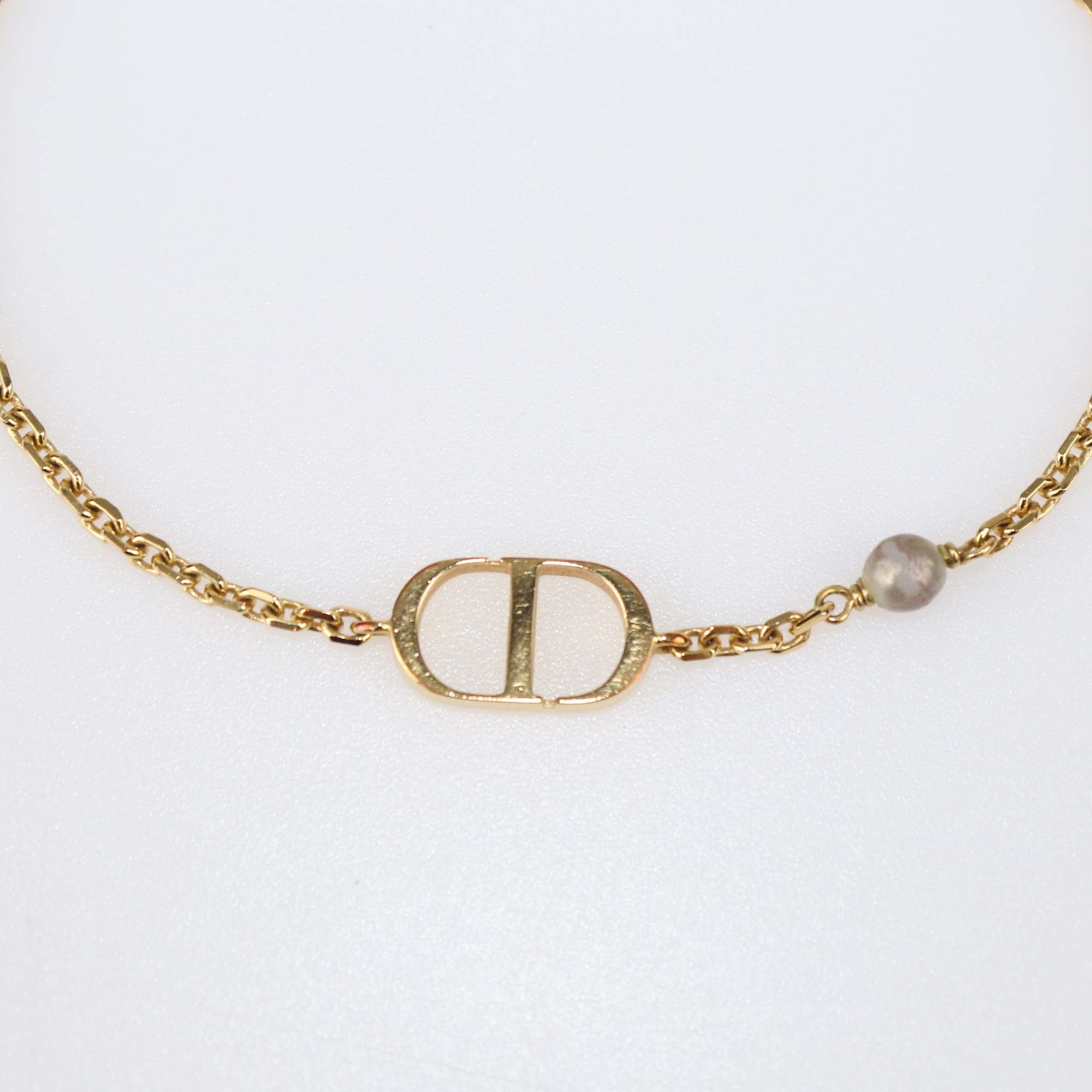 Christian Dior Gold Finish Metal Pearls Petit CD Bracelet