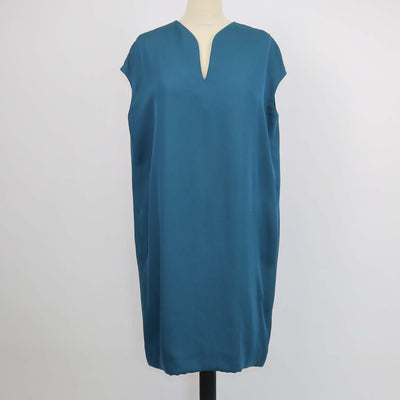Hermes Teal Blended Silk Sleeveless Shift Dress