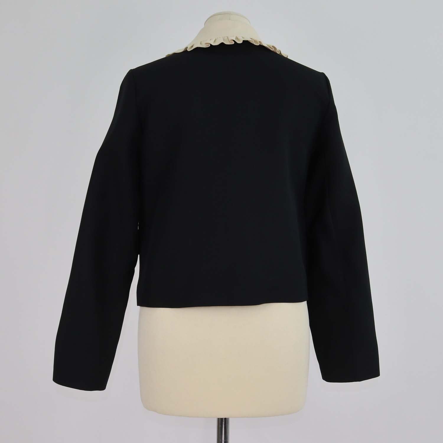 Gucci Black Wool Blend Ruffled Cropped Jacket