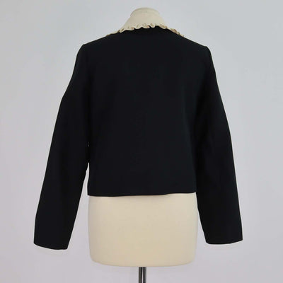 Gucci Black Wool Blend Ruffled Cropped Jacket