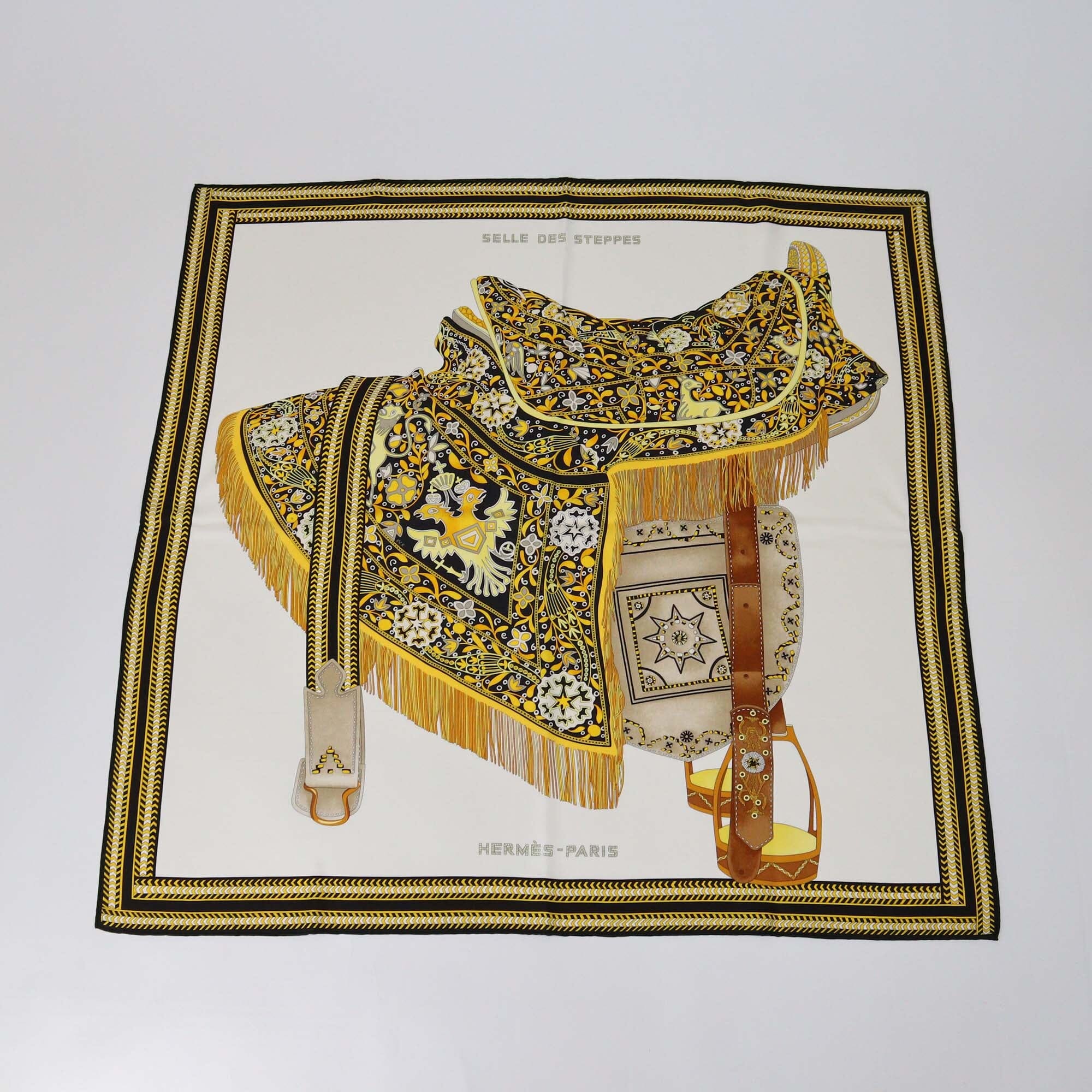 Hermes Multicolor Selle Des Steppes Wash Scarf 90 Womens Hermes 