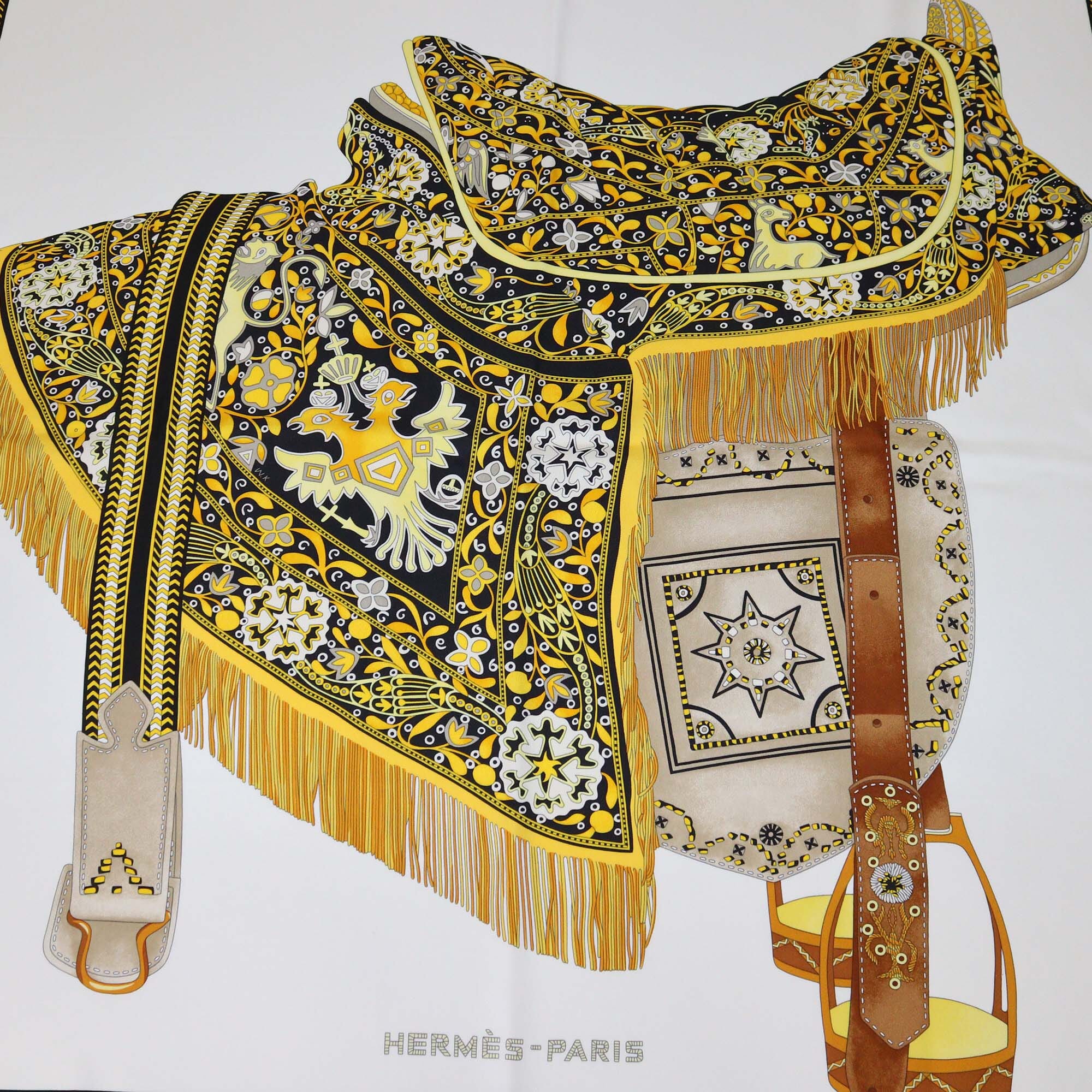 Hermes Multicolor Selle Des Steppes Wash Scarf 90 Womens Hermes 