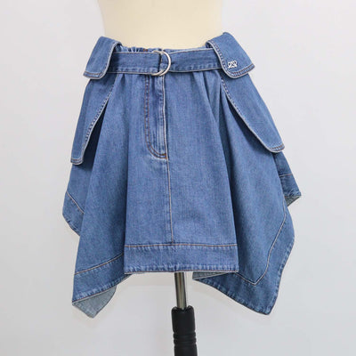 Loewe Blue Denim Belted Cargo Mini Skirt
