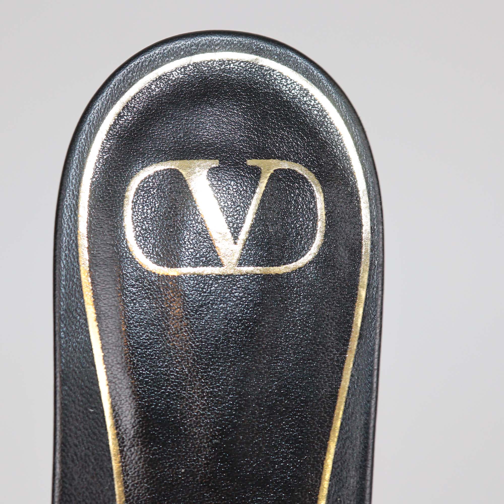 Valentino Black Leather Rockstud Gladiator Tassel Sandals