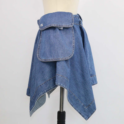 Loewe Blue Denim Belted Cargo Mini Skirt
