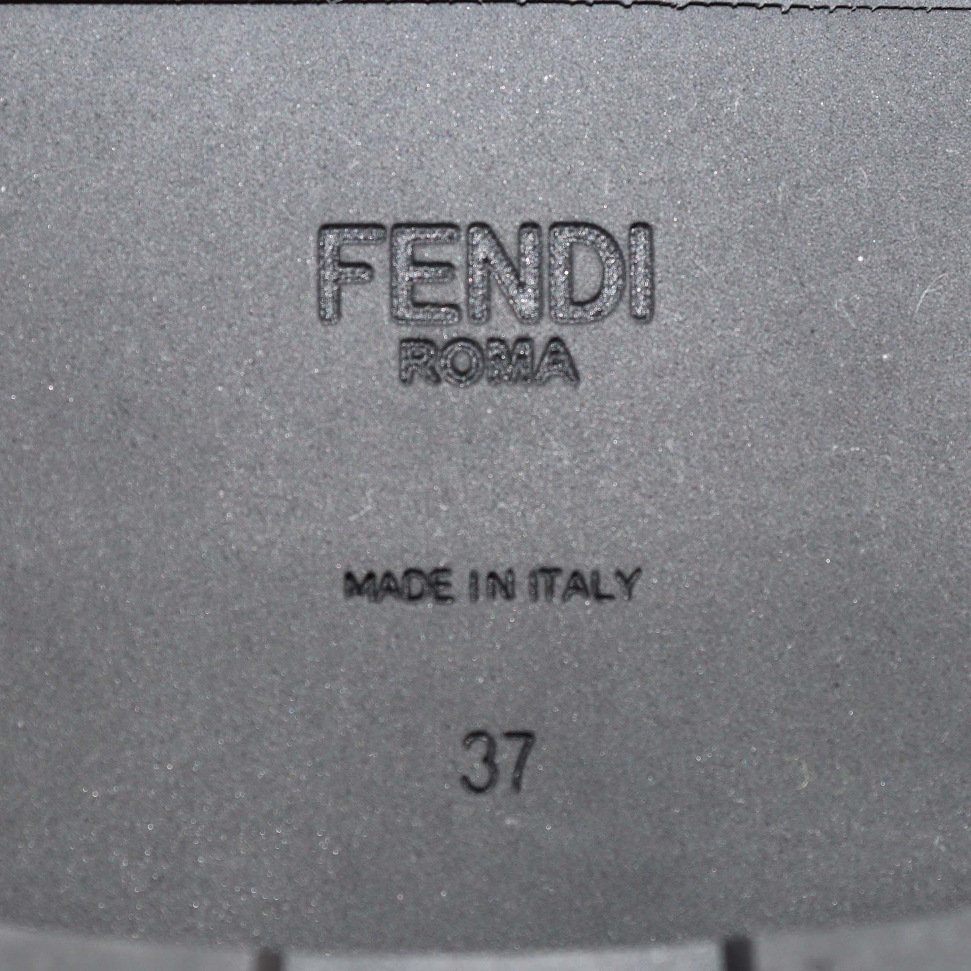 Fendi Black Leather and Zucca Stretch Fabric Rockoko Boots