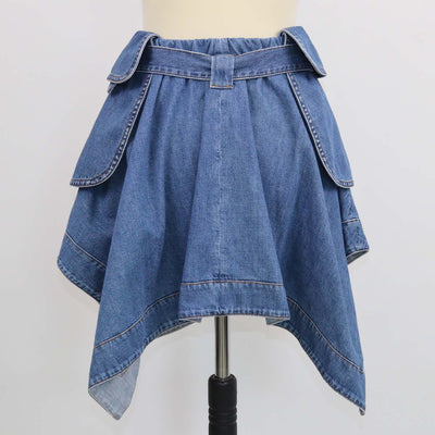 Loewe Blue Denim Belted Cargo Mini Skirt