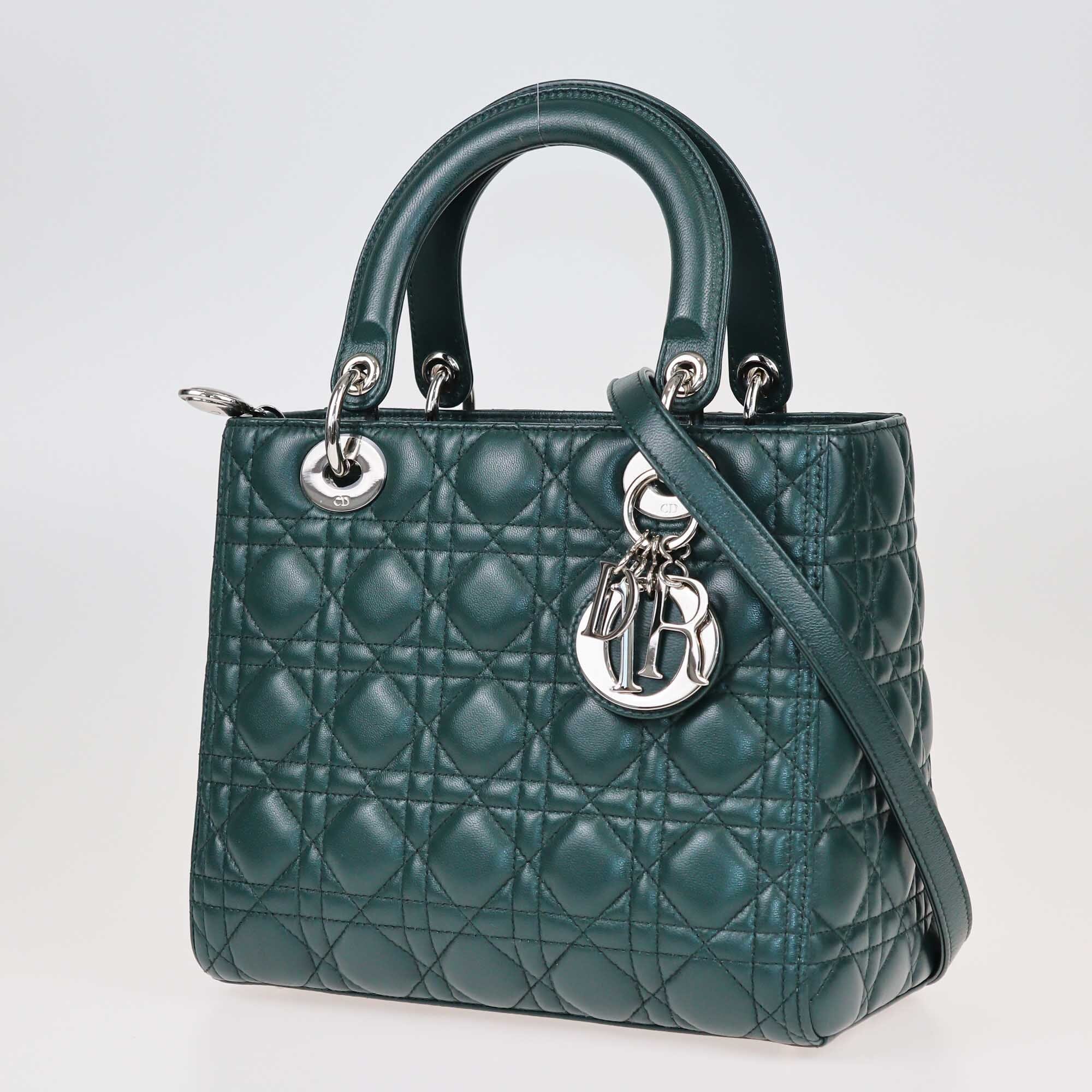 Dior Green Cannage Medium Lady Dior Tote Bags Christian Dior 