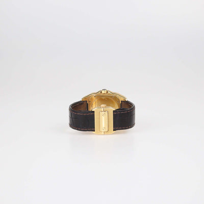 Cartier 18K Yellow Gold/Black Alligator Leather Large Santos Watch
