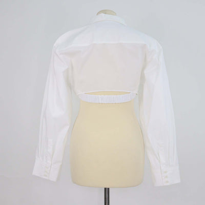 Jacquemus White Cotton Blend La Chemise Bahia Cropped Top