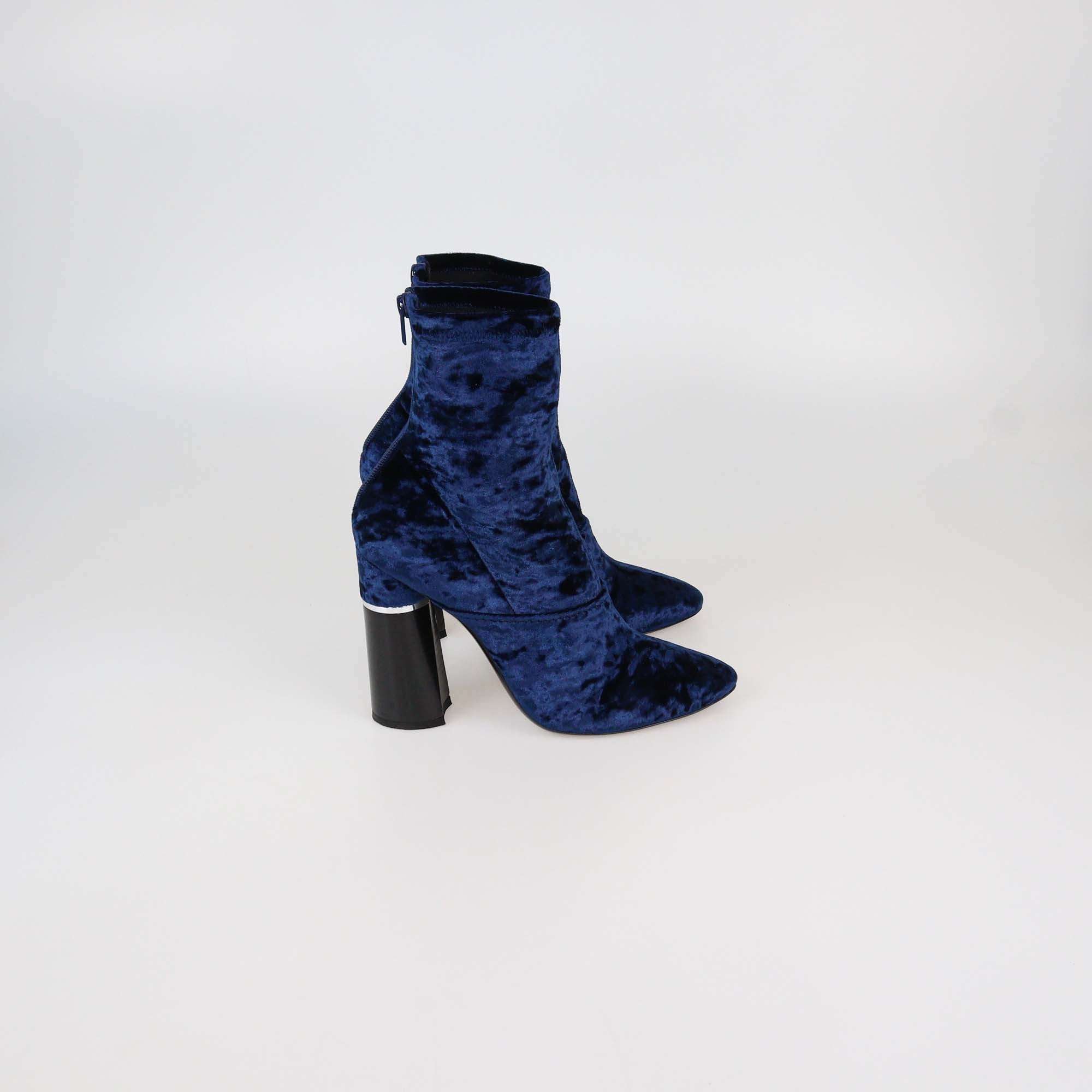 3.1 Phillip Lim Metallic Blue Velvet Kyoto Ankle Boots