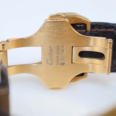 Cartier 18K Yellow Gold/Black Alligator Leather Large Santos Watch