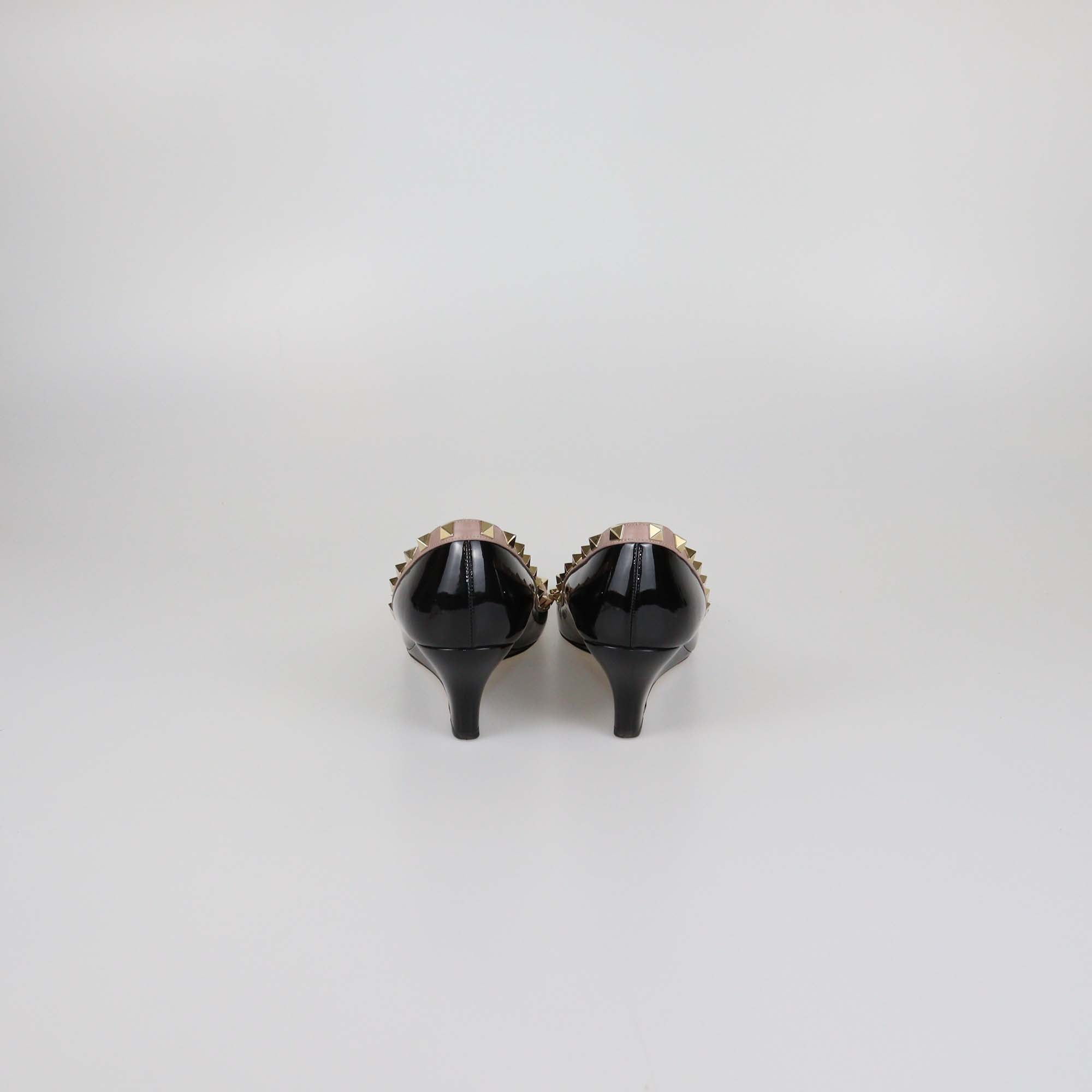 Valentino Black/Mauve Patent Leather Rockstud Pointed Toe Wedge Pumps