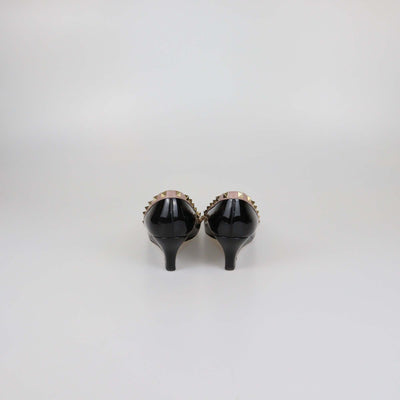 Valentino Black/Mauve Patent Leather Rockstud Pointed Toe Wedge Pumps