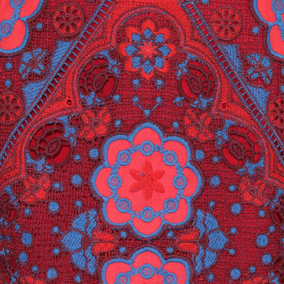 Sandro Red/Blue Jersey Floral Lace Lily Mini Skirt