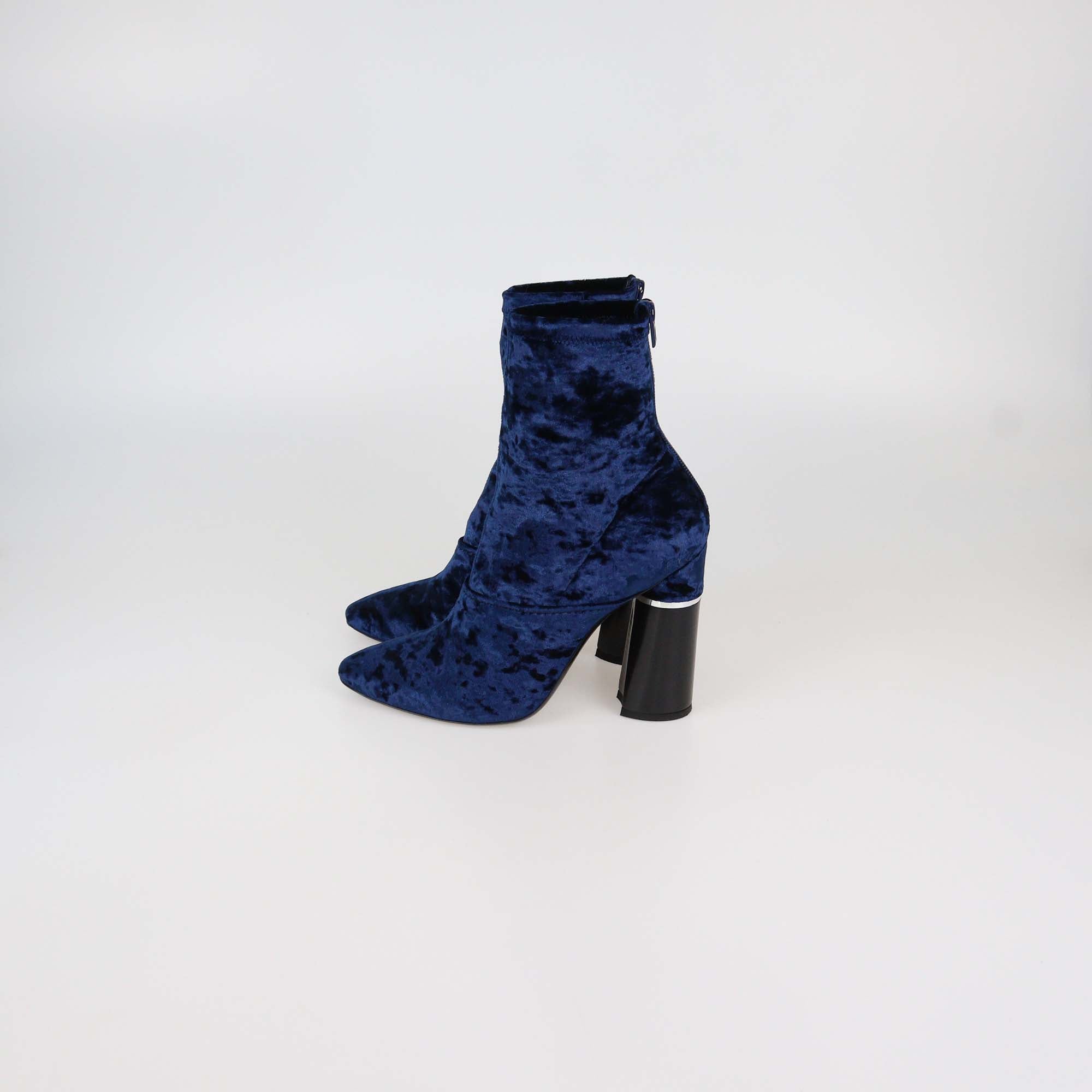 3.1 Phillip Lim Metallic Blue Velvet Kyoto Ankle Boots