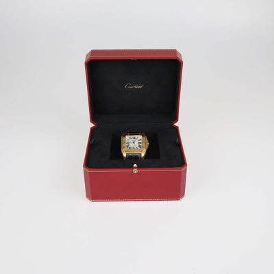 Cartier 18K Yellow Gold/Black Alligator Leather Large Santos Watch