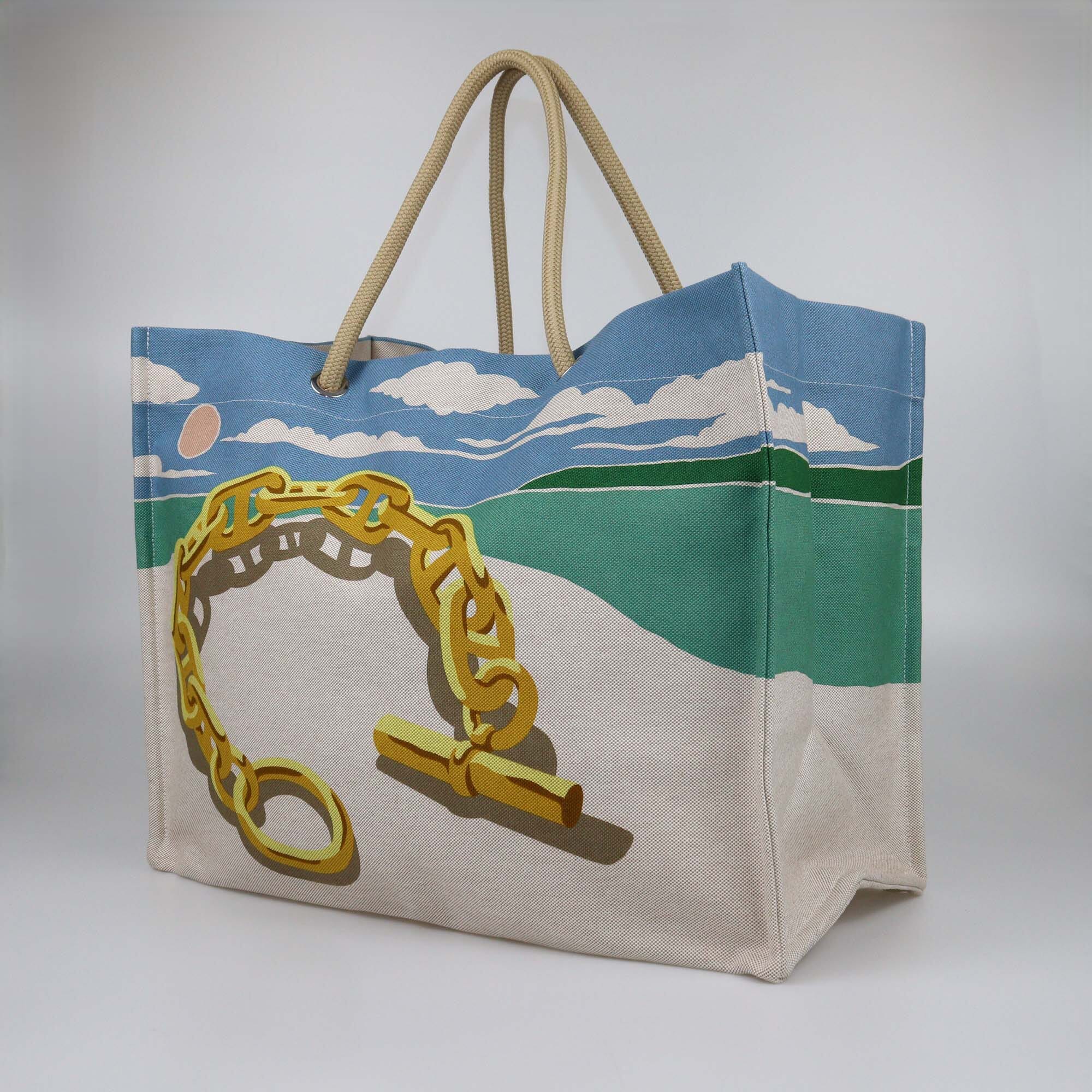 Hermes Multicolor Canvas Escale A La Plage Beach Bag Womens Hermes 