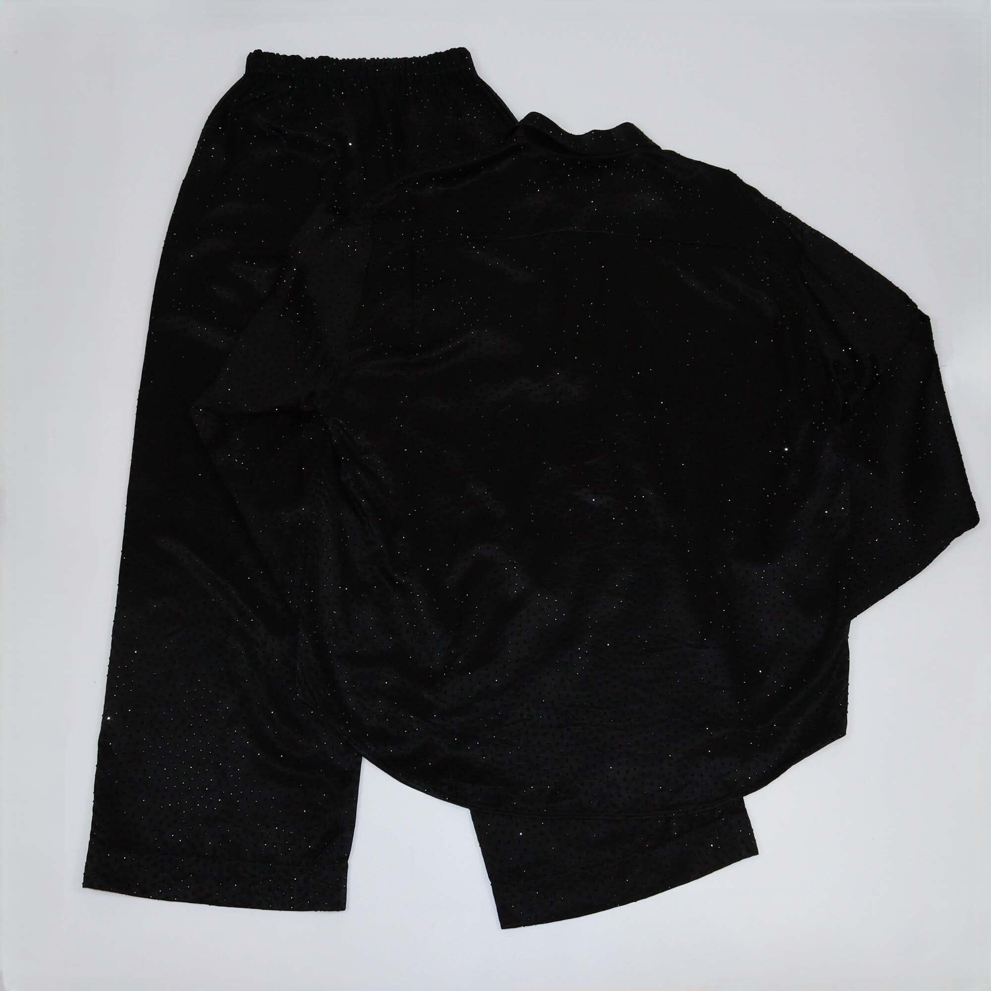 Balenciaga Black Rhinestone Embellished Collared Shirt & Drawstring Trouser Womens Balenciaga 