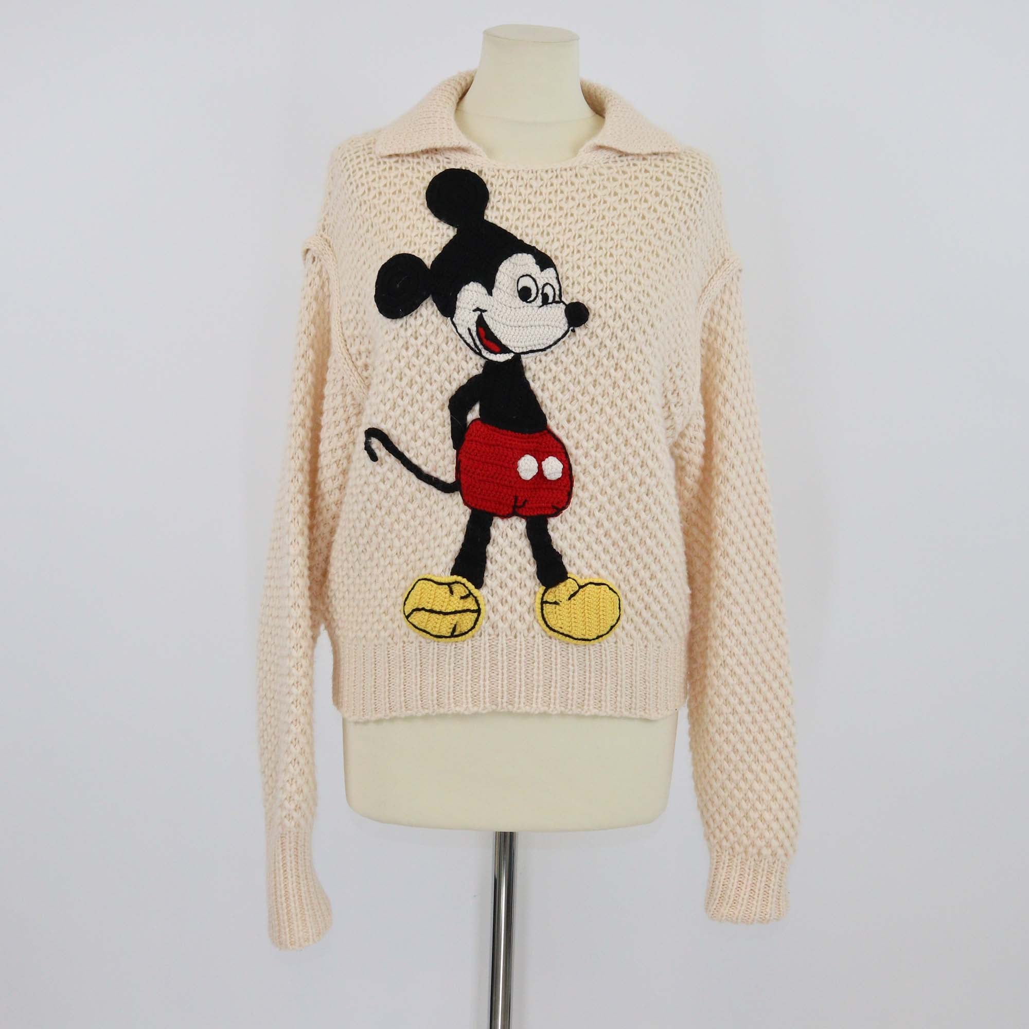 Gucci x Disney Beige Mickey Mouse Embroidered Sweater