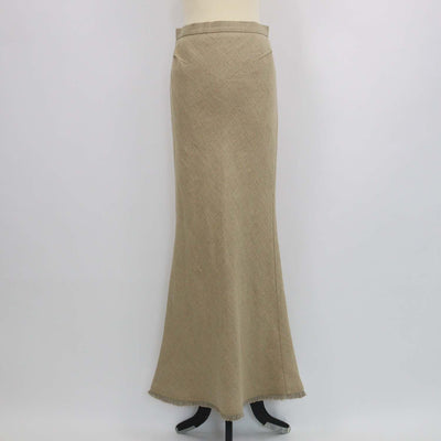 Max Mara Sfilata Beige Linen Gabbia Maxi Skirt