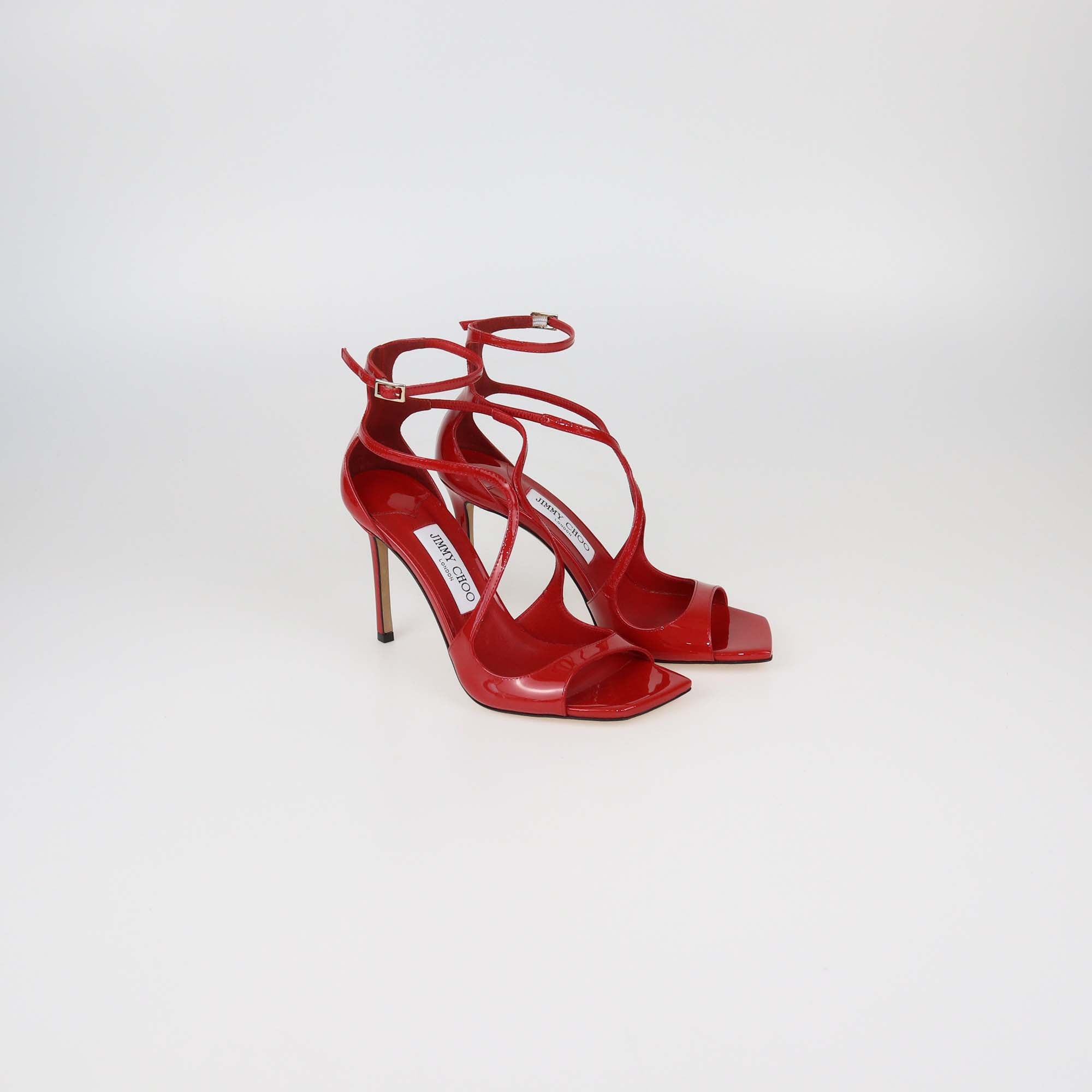 Jimmy Choo Red Patent Leather Azia Sandals
