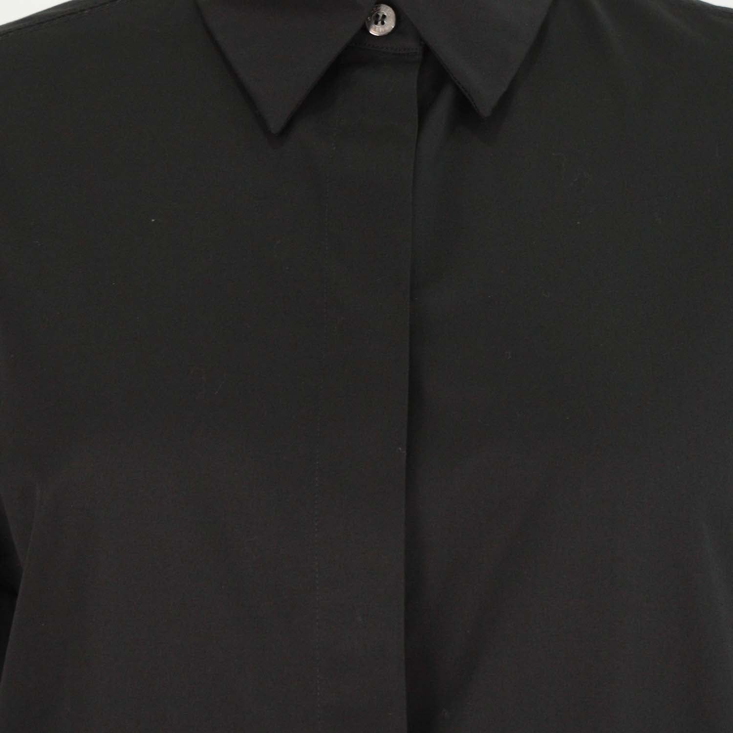 Hermes Black Cotton Logo Embroidered Long Sleeve Shirt
