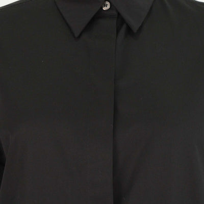 Hermes Black Cotton Logo Embroidered Long Sleeve Shirt