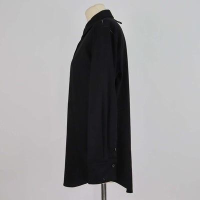 Hermes Black Cotton Logo Embroidered Long Sleeve Shirt