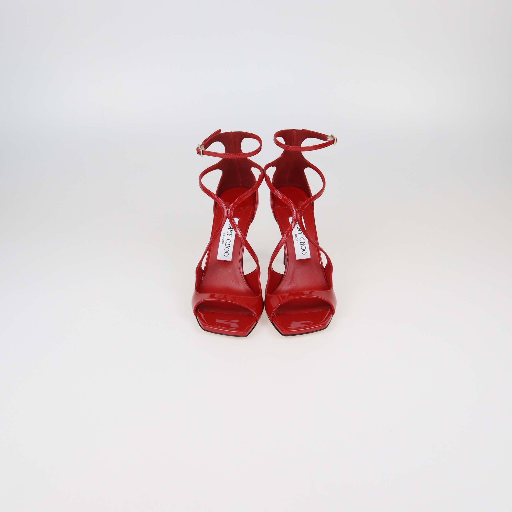 Jimmy Choo Red Patent Leather Azia Sandals