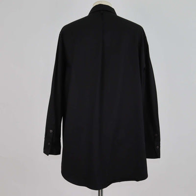 Hermes Black Cotton Logo Embroidered Long Sleeve Shirt