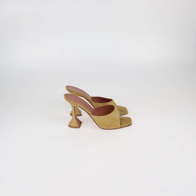 Amina Muaddi Tan Suede Lupita Slide Sandals