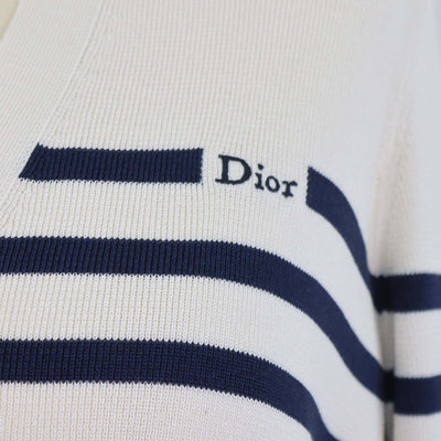 Christian Dior Cream, Navy Blue Silk and Cotton Knit Dioriviera Mariniere Cardigan
